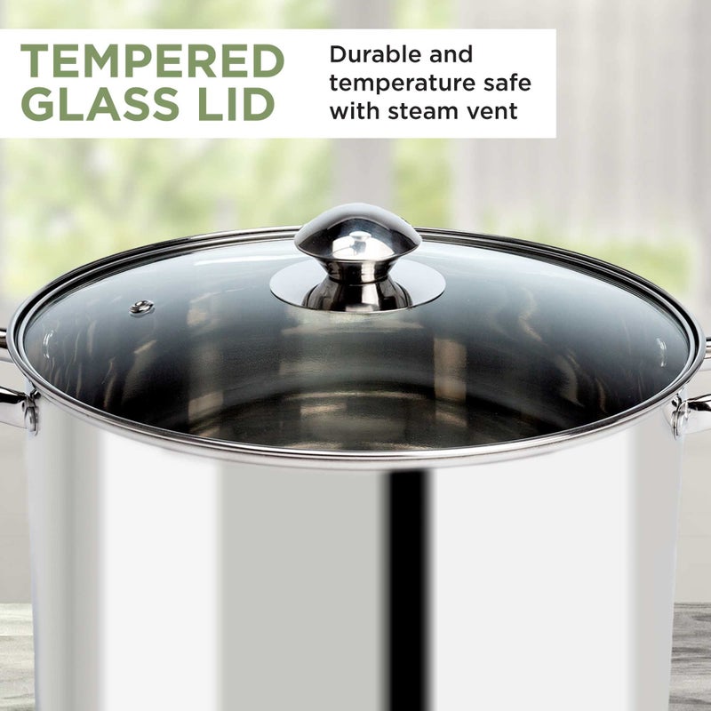 Ecolution Stainless Steel Stock Pot, Encapsulated Induction Ready Cooking Pot with Glass Lid, Oven Safe, Dishwasher Safe Soup Pot, 8-Quart - Image 4